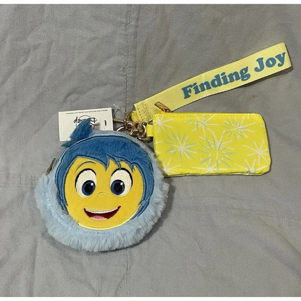 NEW Disney Parks Pixar Inside Out 2 Joy Plush Keychain Bag Charm Wristlet